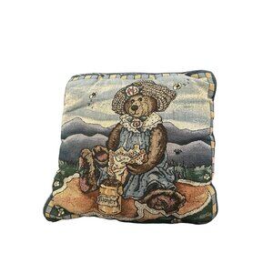 Vintage Boyd’s Bear Picnic Tapestry Throw Pillow 14"x14"